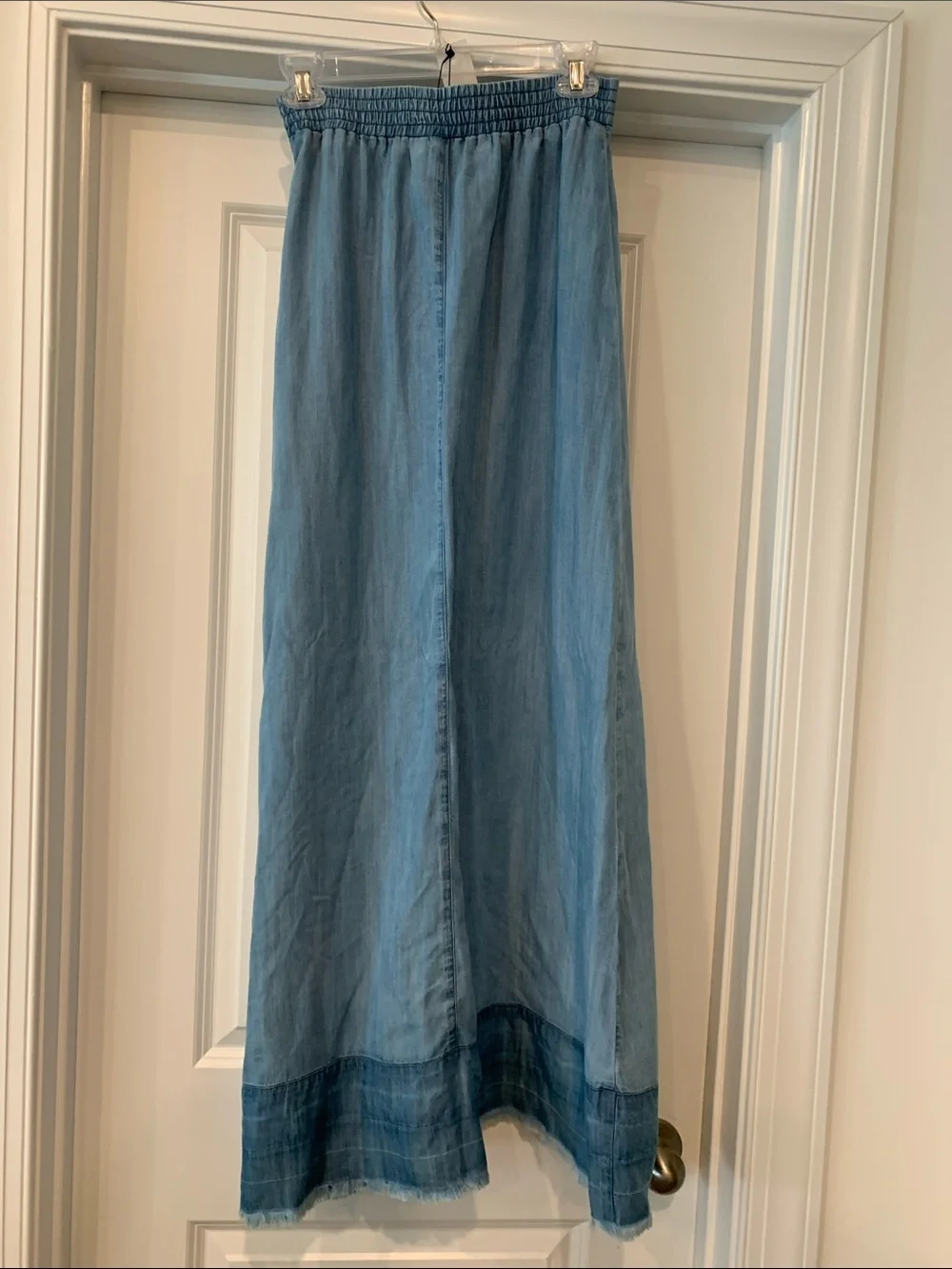 BB Dakota Light Denim Maxi Skirt with Contrast Hem